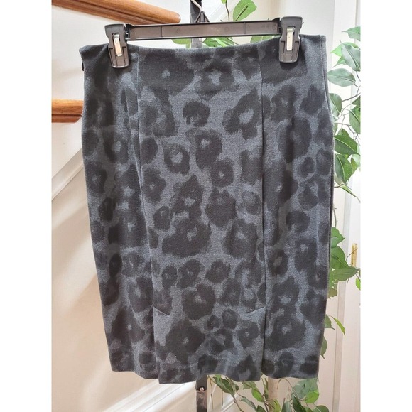 Michael Kors Womens Gray Leopard Print Polyester Side Zipper Pencil Skirt Size 6 - Picture 6 of 12